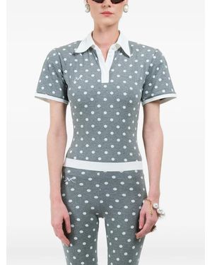 ROWEN ROSE Polka-Dots Short-Sleeves Polo - Blue