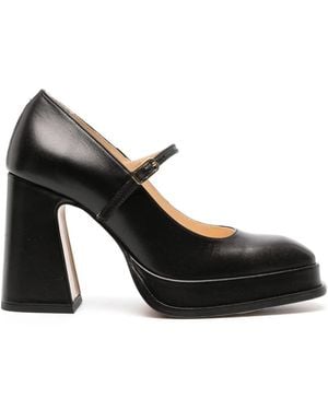 Souliers Martinez Casilda 105Mm Leather Court Shoes - Black
