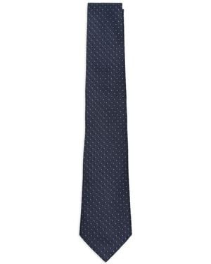 Canali Polka-Dot Basket-Weave Tie - Blue