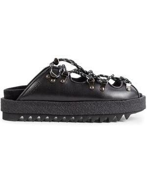 Sacai Lace-Up Platform Mules - Black