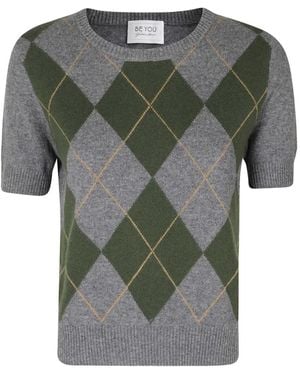 Be You Argyle Short-Sleeve T-Shirt - Grey