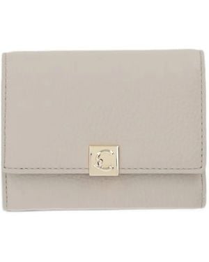 Coccinelle Pansy Logo-Plaque Pebbled-Leather Wallet - Natural