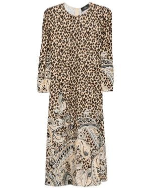 Etro Leopard-Print Midi Dress - Natural