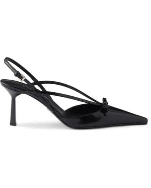 Prada Brushed Leather Slingback Court Shoes - Black
