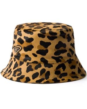 Prada Leopard Pattern Bucket Hat - Brown
