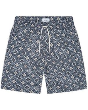 Les Deux Harry Arabesque Drawstring Shorts - Blue