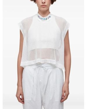 Osklen Embellished Mesh Blouse - White