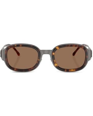 DIESEL Logo-Plaque Oval-Frame Sunglasses - Brown