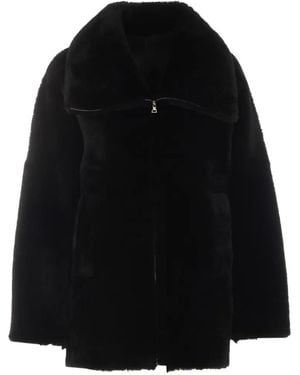 Blancha Zip-Up Shearling Jacket - Black