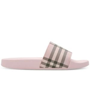 Burberry Check Slides - Pink