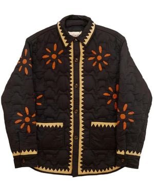BAZISZT Nour Quilted Floral-Appliqué Jacket - Black
