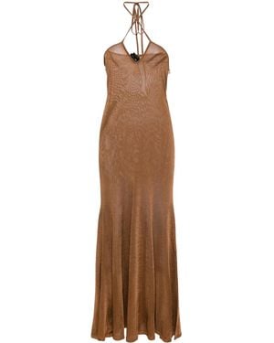 Tom Ford Halterneck Flared Maxi Dress - Brown