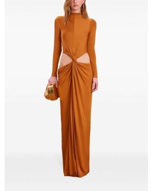 Cult Gaia Draped Twist-Detail Cut-Out Dress - Orange