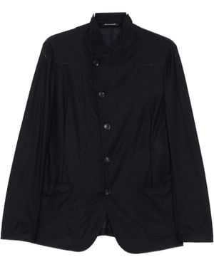 Emporio Armani Buttoned Wool Jacket - Blue