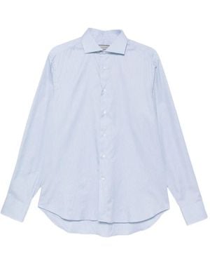 Canali Micro-Check Long-Sleeve Shirt - White