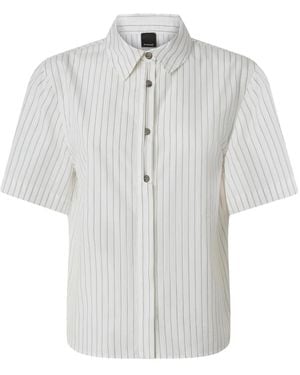 Pinko Multicoloured Striped Short Sleeve Button-Up Shirt - White