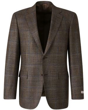Canali Single-Breasted Checked Blazer - Black