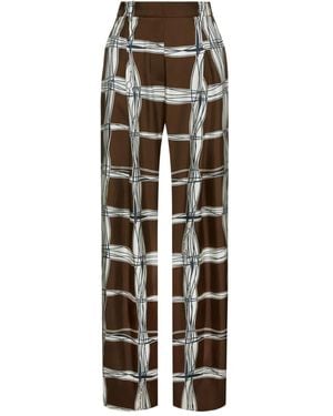 Oscar de la Renta Pantalon Plissé À Carreaux - Marron