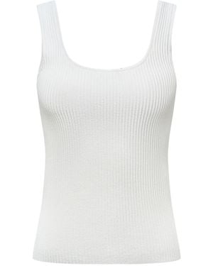 12 STOREEZ Ribbed-Knit Tank Top - White