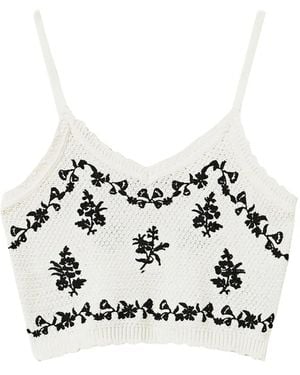 Twinset Embroidered Crop Top - White