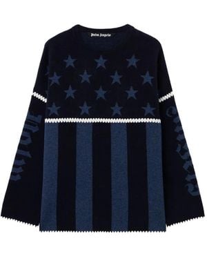 Palm Angels Stars And Stripes Sweater - Blue