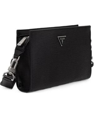 Guess Milano Logo-Plaque Textured Bag - Black