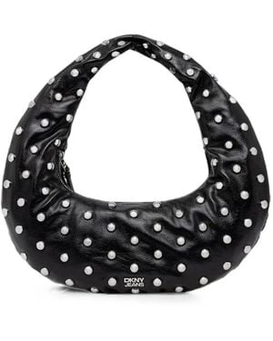 DKNY Katya Stud-Embellished Crescent Tote Bag - Black