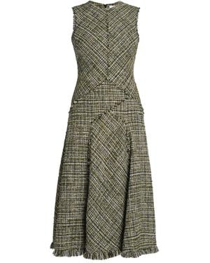 Erdem Tweed Sleeveless Midi Dress - Green
