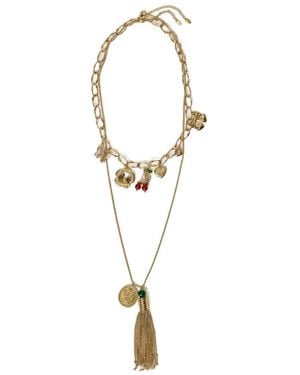Twinset Charm And Tassel Chain Necklace (Set-Of-Two) - Metallic