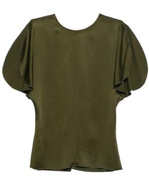 Victoria Beckham Bela Slit-Sleeve Top - Green
