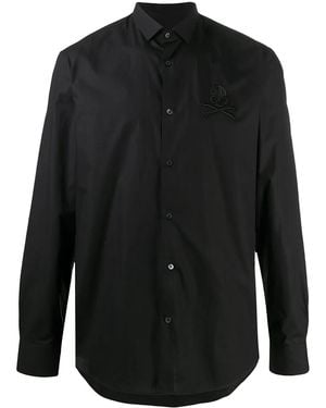 Philipp Plein Embroidered Skull Shirt - Black