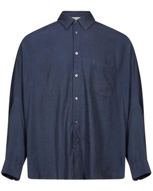 YMC Patch-Pocket Long-Sleeve Shirt - Blue