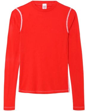 RE/DONE Contrast-Stitch Long-Sleeve Tee - Red