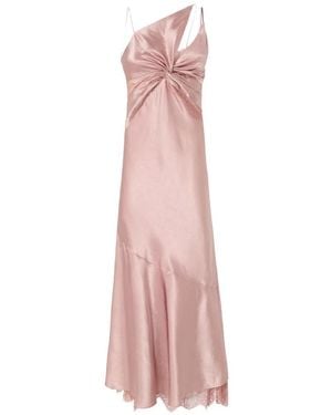 Pinko Lace-Trim Twisted-Detail Midi Dress - Pink