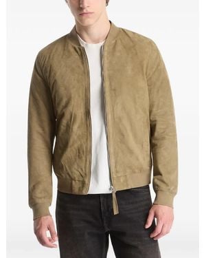 AllSaints Morten Suede Bomber Jacket - Natural