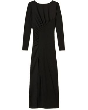 Twinset Gathered Side-Slit Maxi Dress - Black