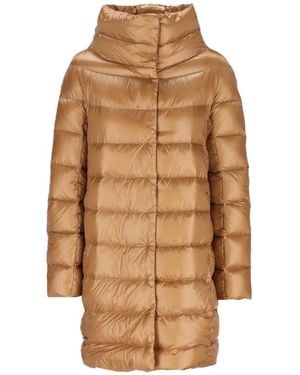 Herno Quilted Funnel-Neck Coat - Natural