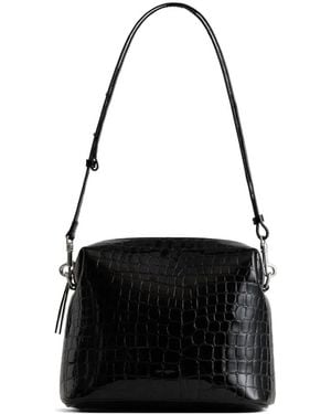 Yu Mei Sac À Bandoulière Ch'Lita En Cuir À Effet Peau De Crocodile - Black