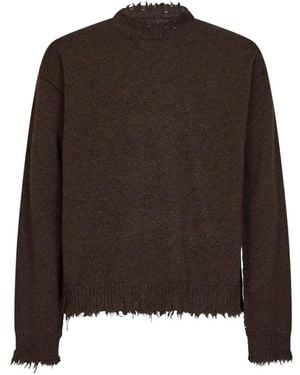 Uma Wang Ausgefranster Pullover Im Distressed-Look - Braun