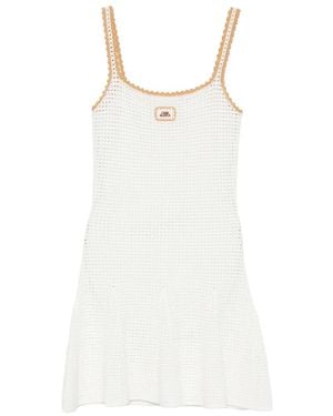 CASABLANCA Crochet-Knit Logo-Patch Mini Dress - White