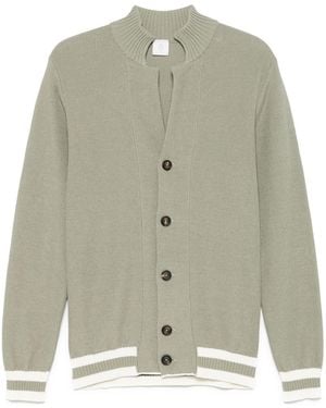 Eleventy Stripe-Detailed Cardigan - Green