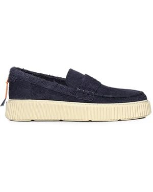 Baracuta Textured-Finish Platform Loafers - Blue