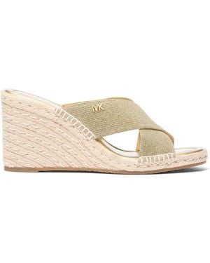 Michael Kors Kenzie Crossover-Strap Wedge Sandals - Natural