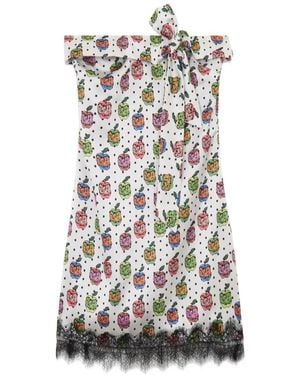 Gcds Short Dress With Print - White
