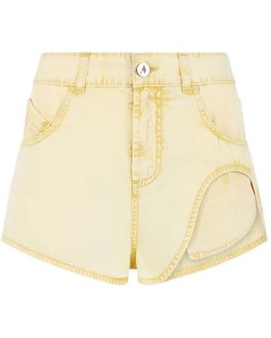 The Attico Cut-Out Acid-Wash Shorts - Natural