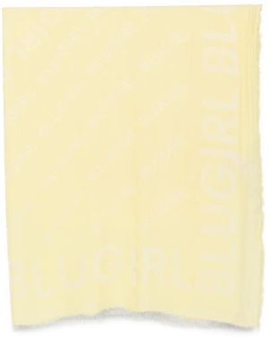 Blugirl Blumarine Bufanda Deshilachada Con Logo Estampado - Amarillo