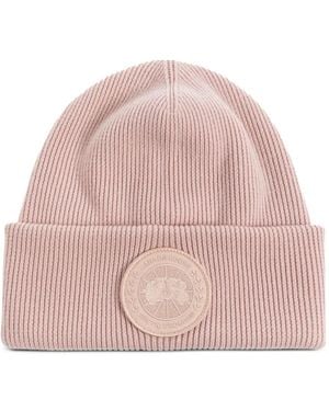 Canada Goose Logo-Appliqué Ribbed Beanie - Pink