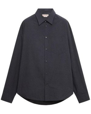 Marni Deep Checked Poplin Shirt - Blue