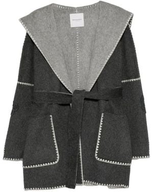 ERMANNO FIRENZE Manteau Ceinturé À Capuche - Gray