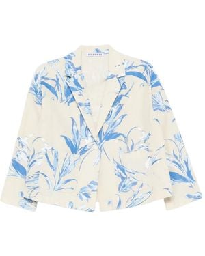 ROSSO35 Floral Print Americana Jacket - Blue
